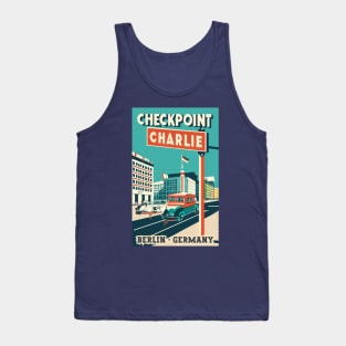 A Vintage Travel Art of Checkpoint Charlie in Berlin - Germany Tank Top